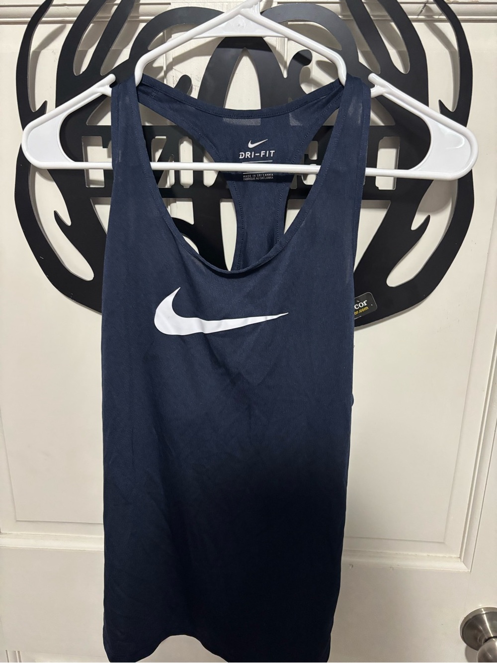 Nike Women's Navy Blue Dri-FIT Racerback Swim Coverup with White Swoosh